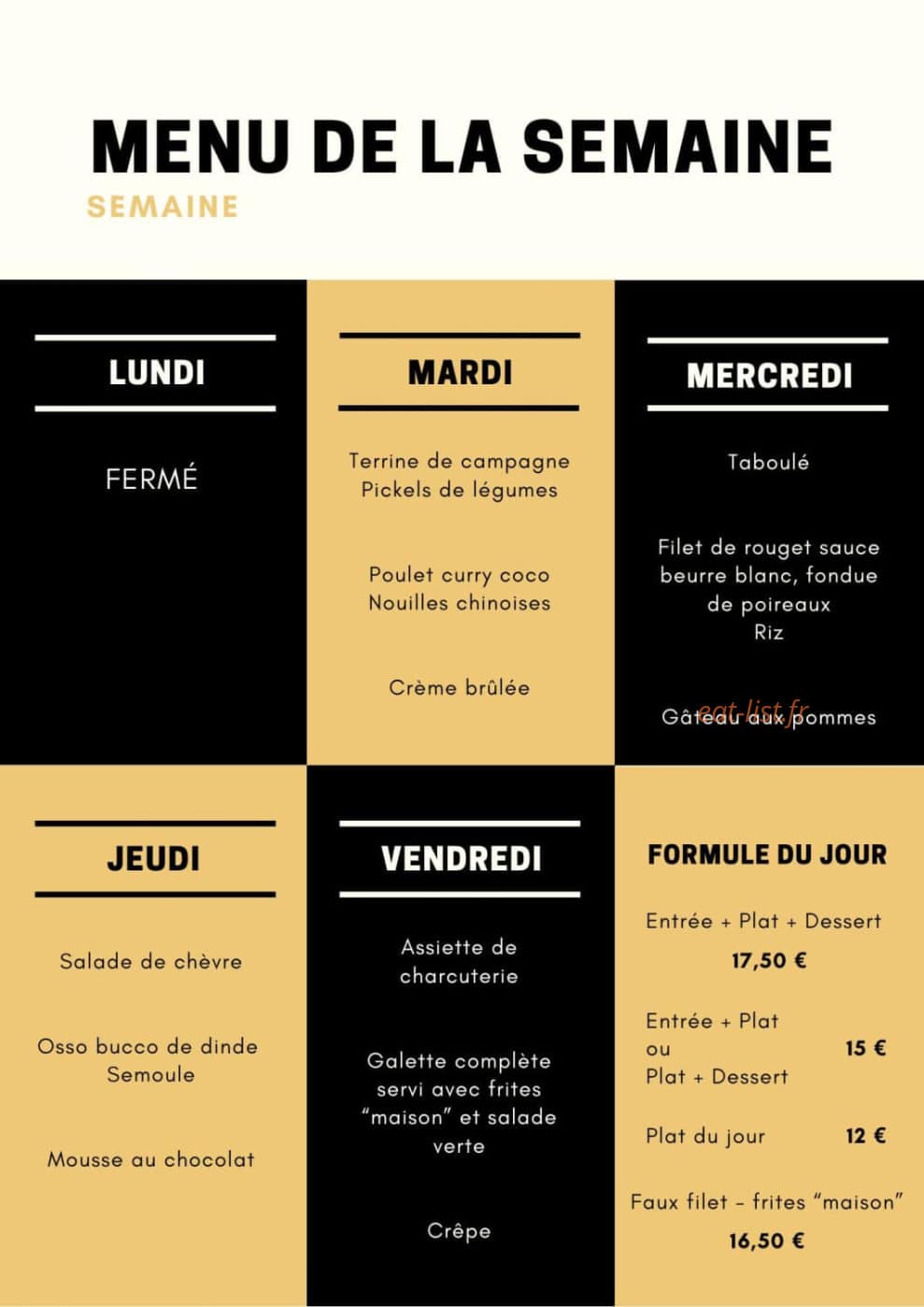 Bar Sans Pressions — carte page 1