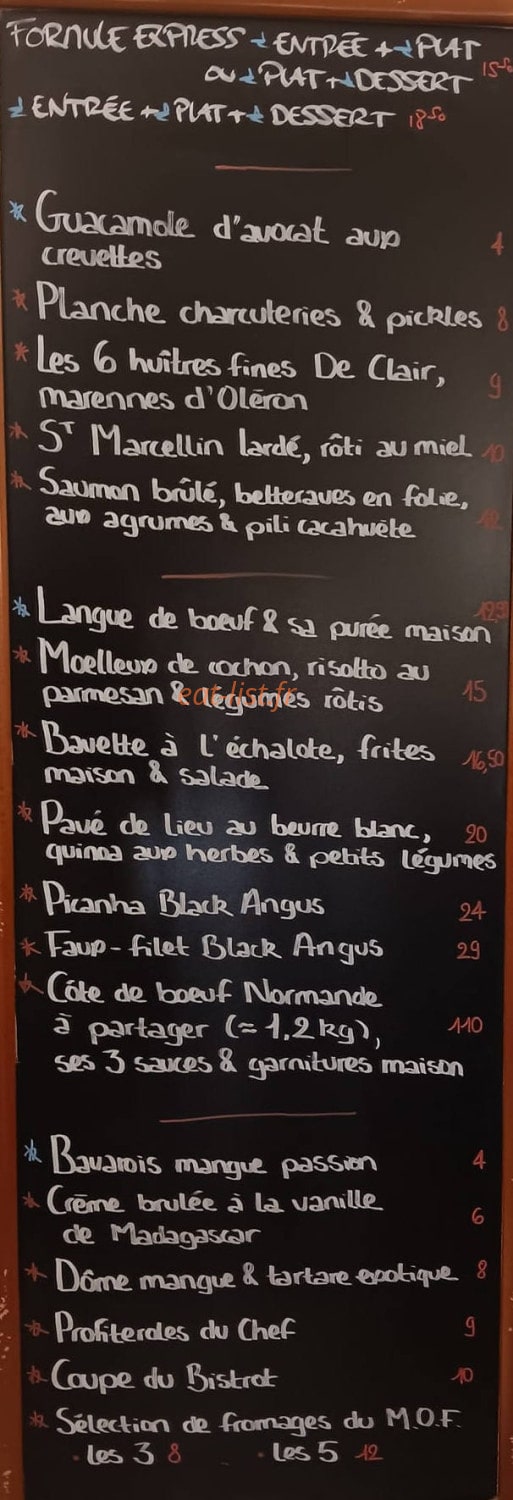 Le Bistrot des Halles — carte page 1