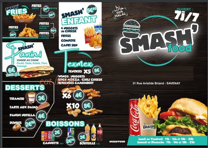 Smash'Food — carte page 1