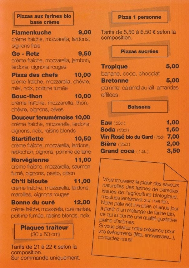 Biomen Truck Pizza — carte page 2
