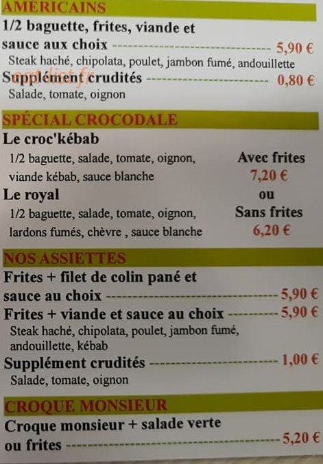 Le Crocodale — carte page 8