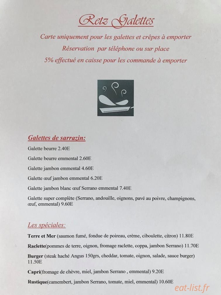 Retz Galettes — carte page 1