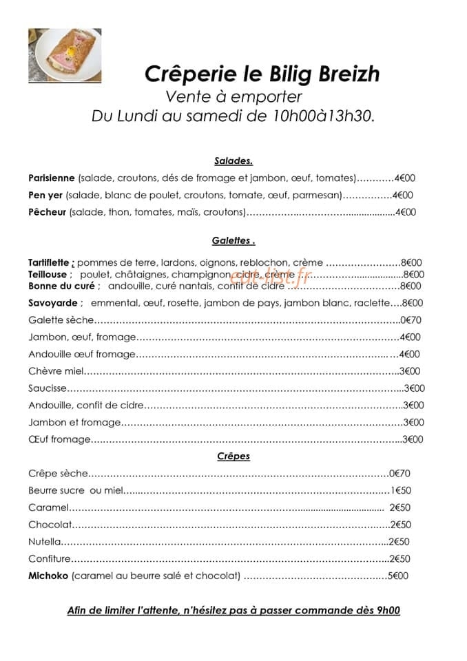 Crêperie le Bilig Breizh — carte page 2