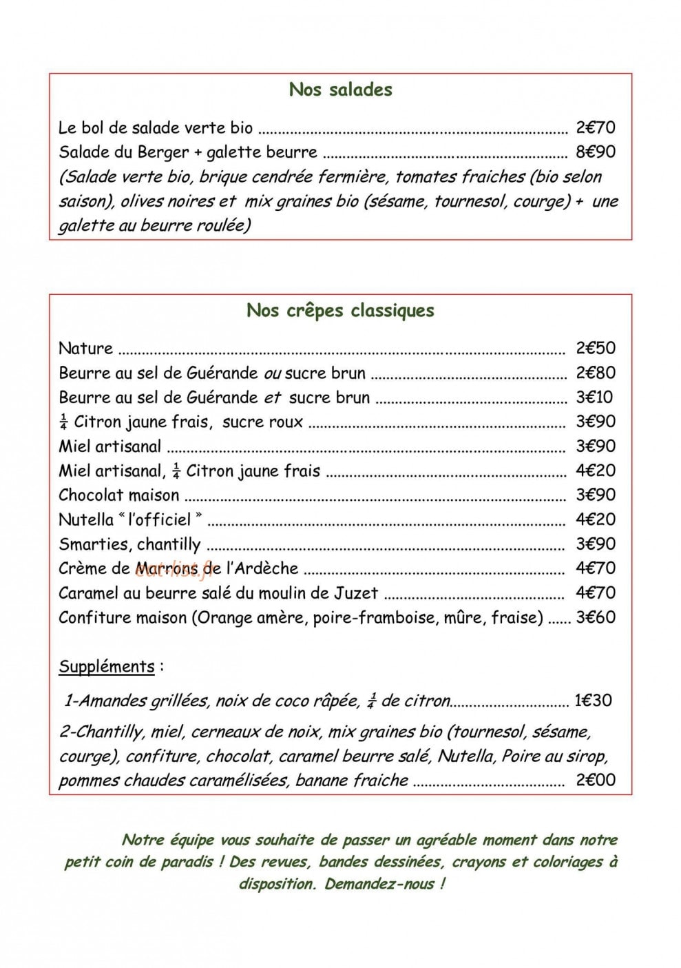 Creperie moulin — carte page 6