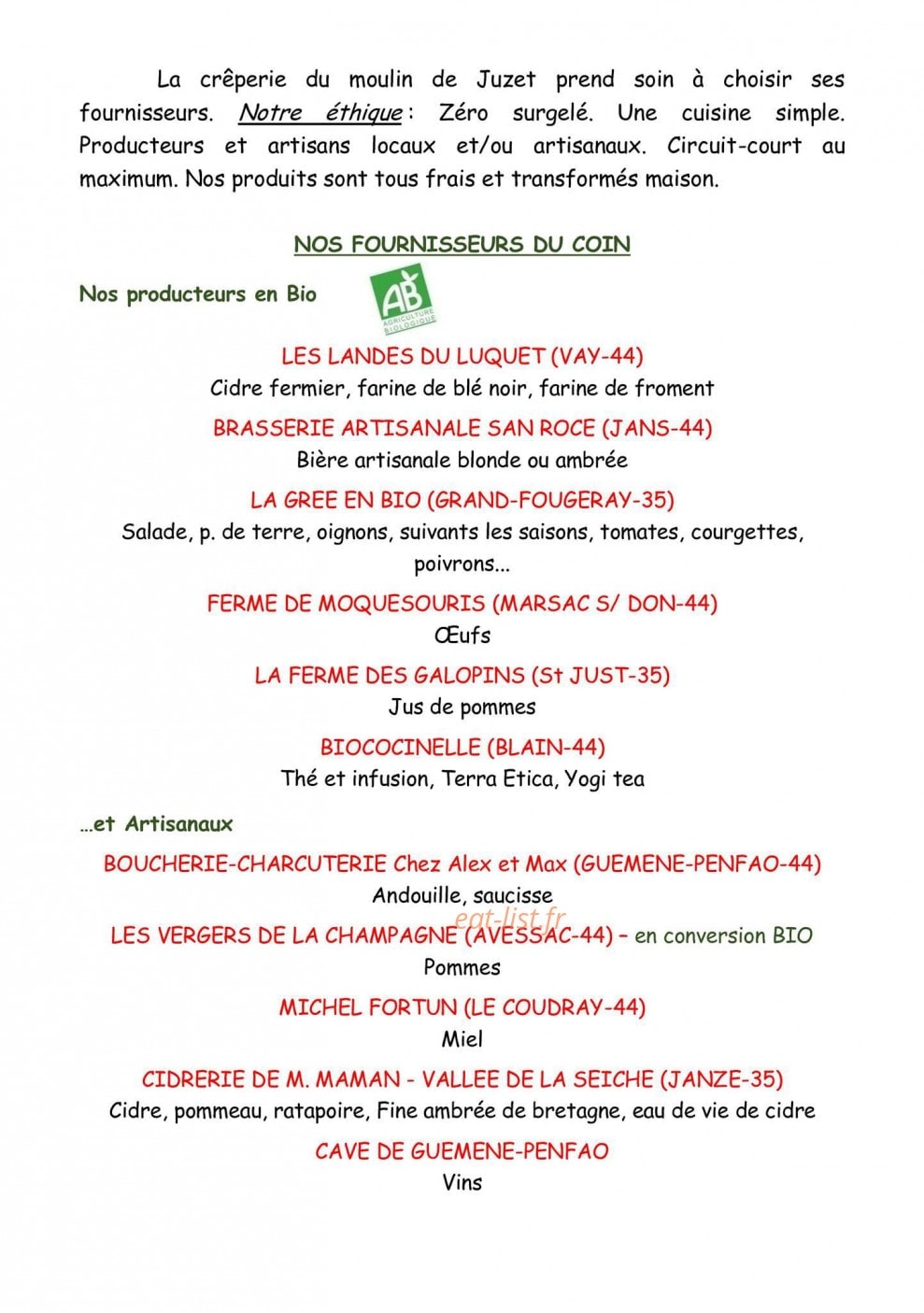 Creperie moulin — carte page 9