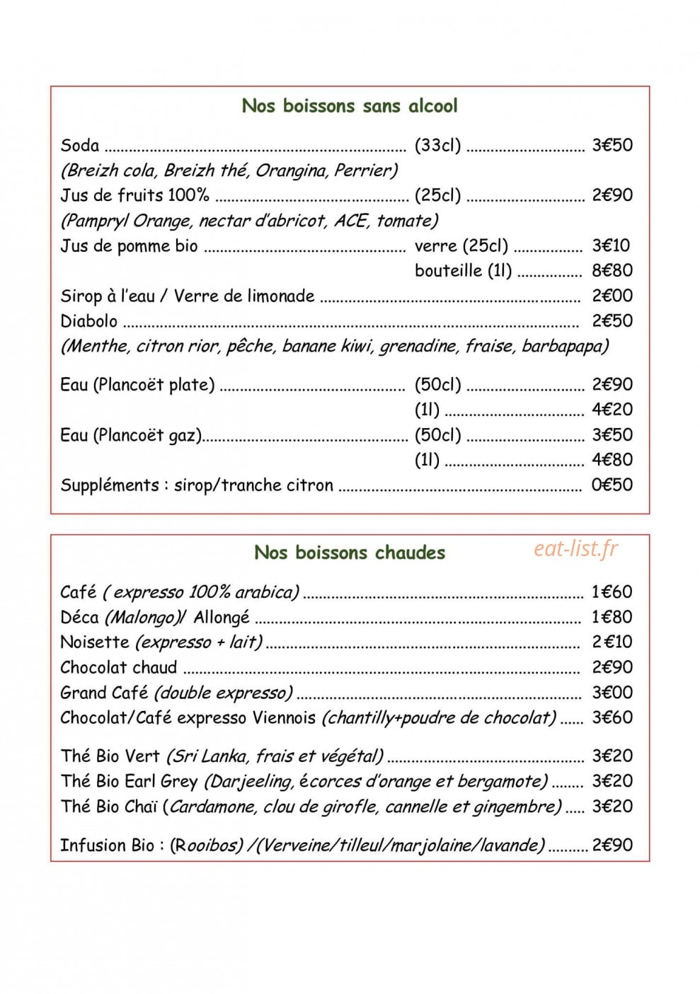 Creperie moulin — carte page 2