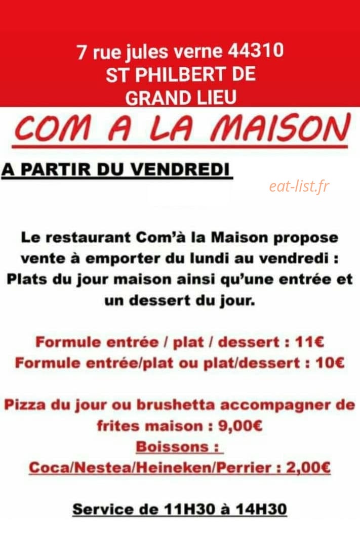 Com à la Maison — carte page 1