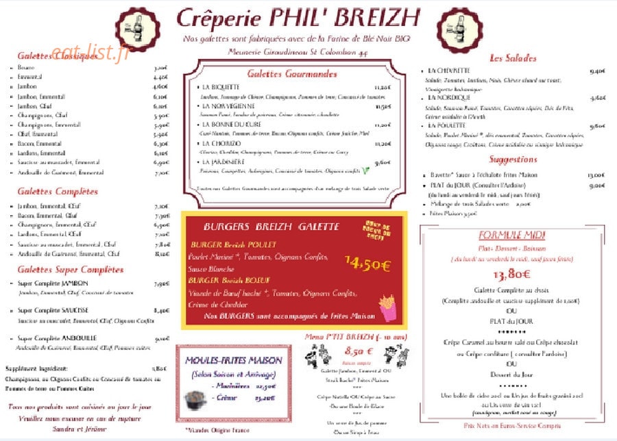 Crêperie Phil'breizh — carte page 1