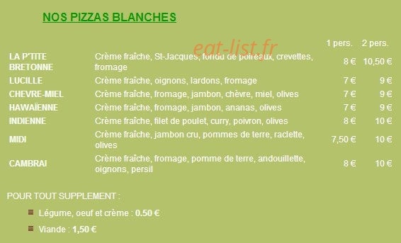 Pierrick pizza — carte page 2