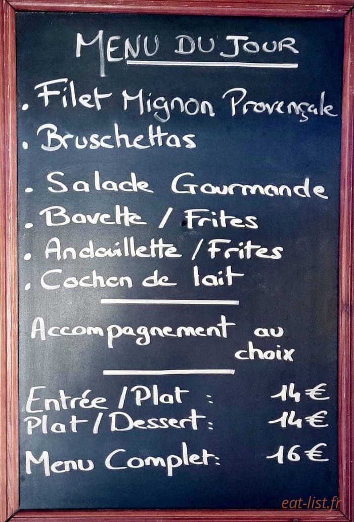 La Chaumiere — carte page 1