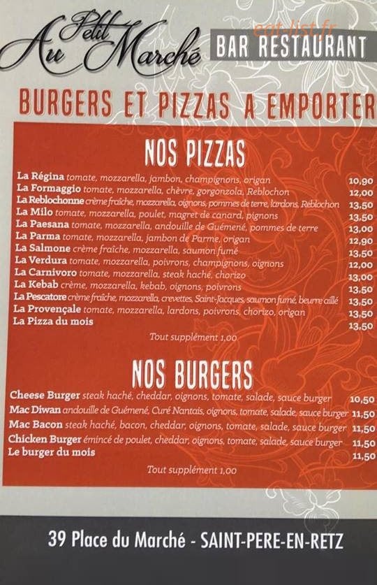 Au Petit Marché — carte page 1