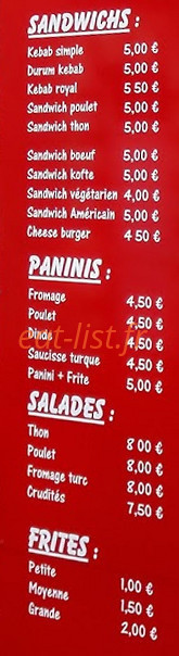 As Kebab — carte page 1