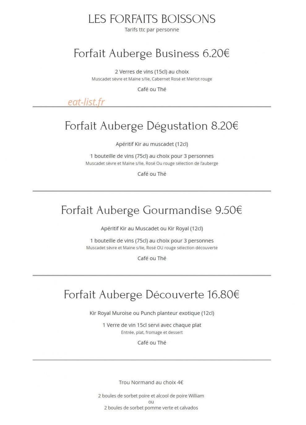 Auberge De La Comtiere — carte page 4
