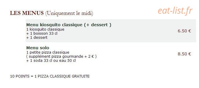 Le Kiosque à Pizzas — carte page 6