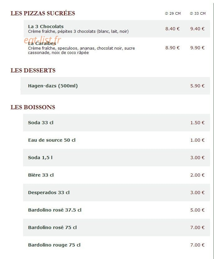 Le Kiosque à Pizzas — carte page 5
