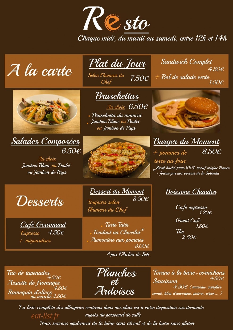 Bières et Chopes — carte page 1