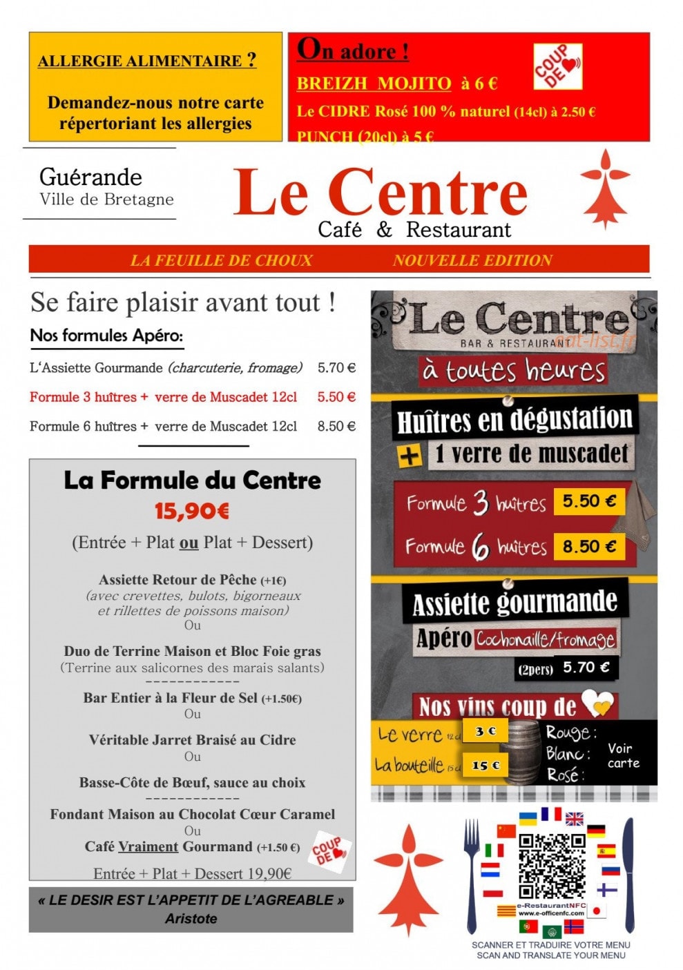 Café du Centre — carte page 1