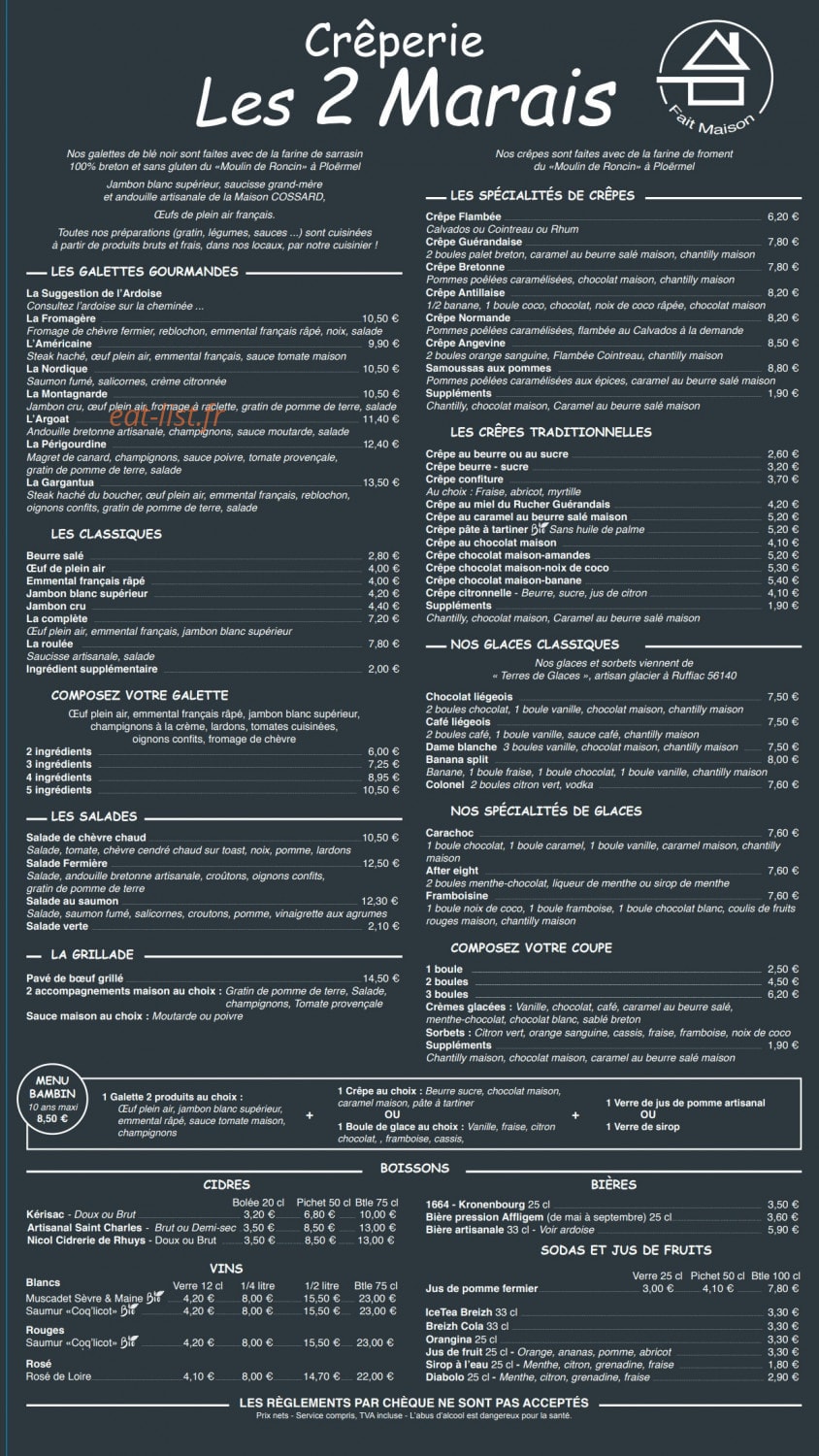 Crêperie les 2 Marais — carte page 1