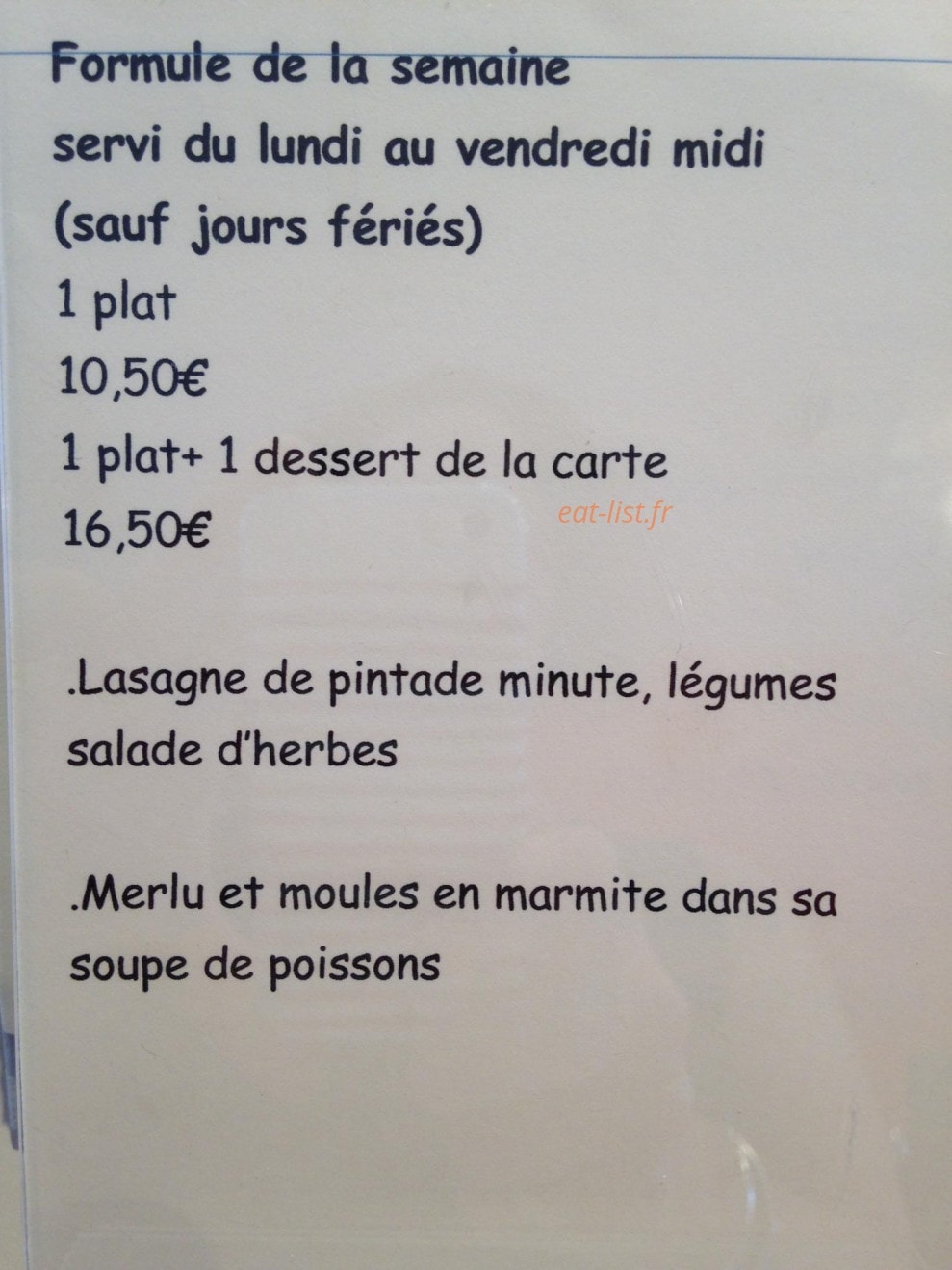 L'agapé bistrot gourmand — carte page 1