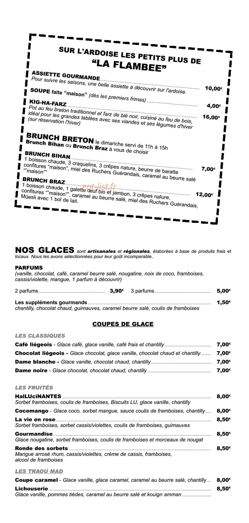 La Flambee — carte page 3
