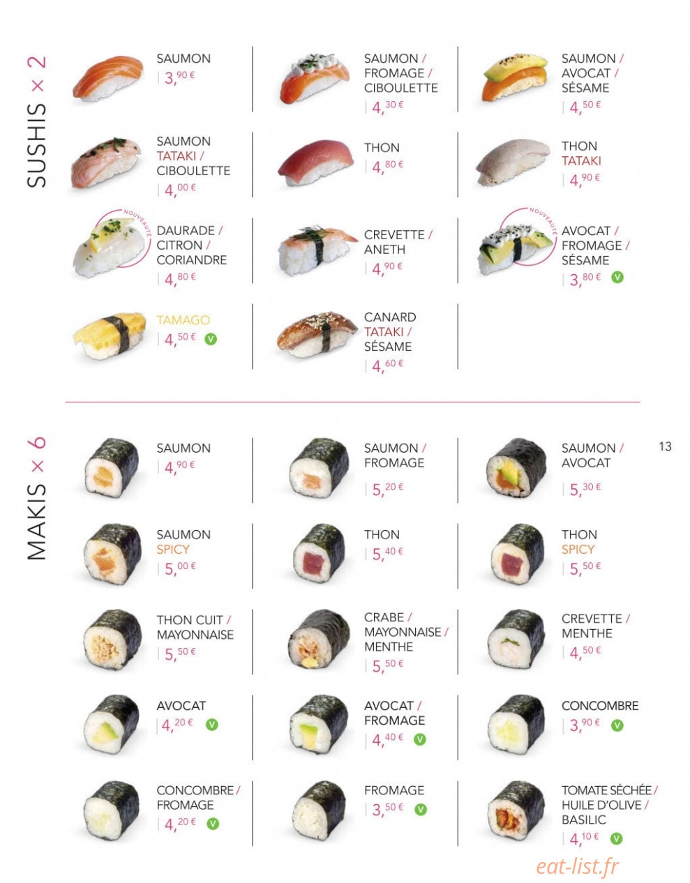 Lady Sushi — carte page 11