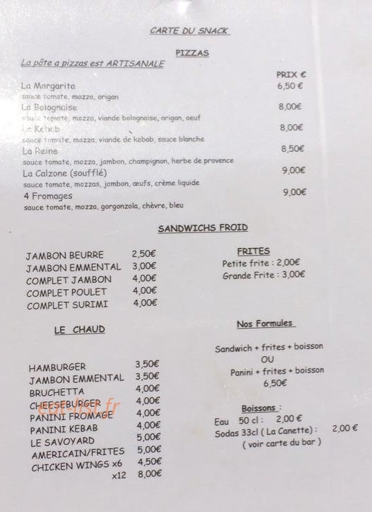 Le Saloon — carte page 1