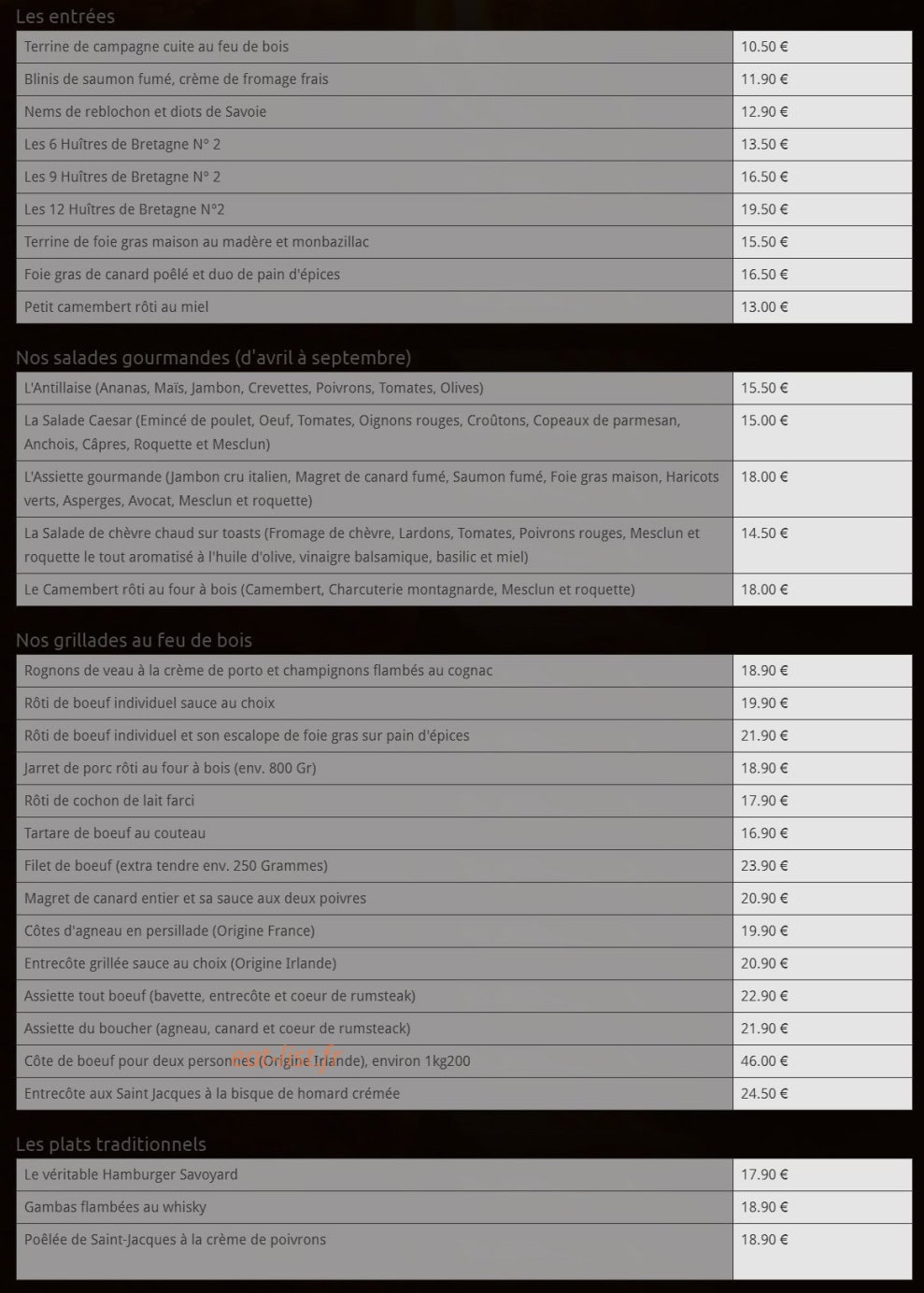 Le Vieux Carillon — carte page 1