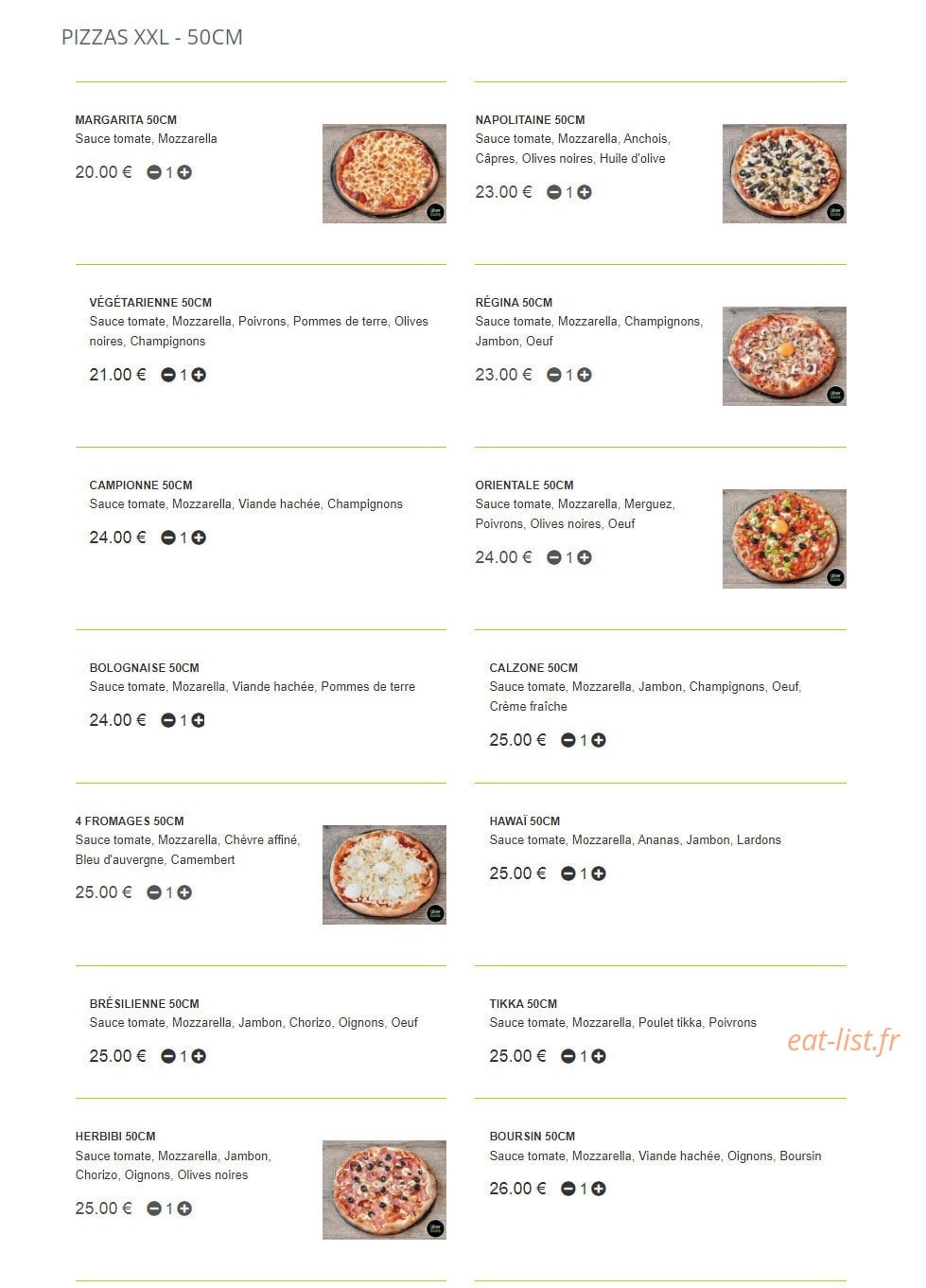 QG pizza — carte page 6