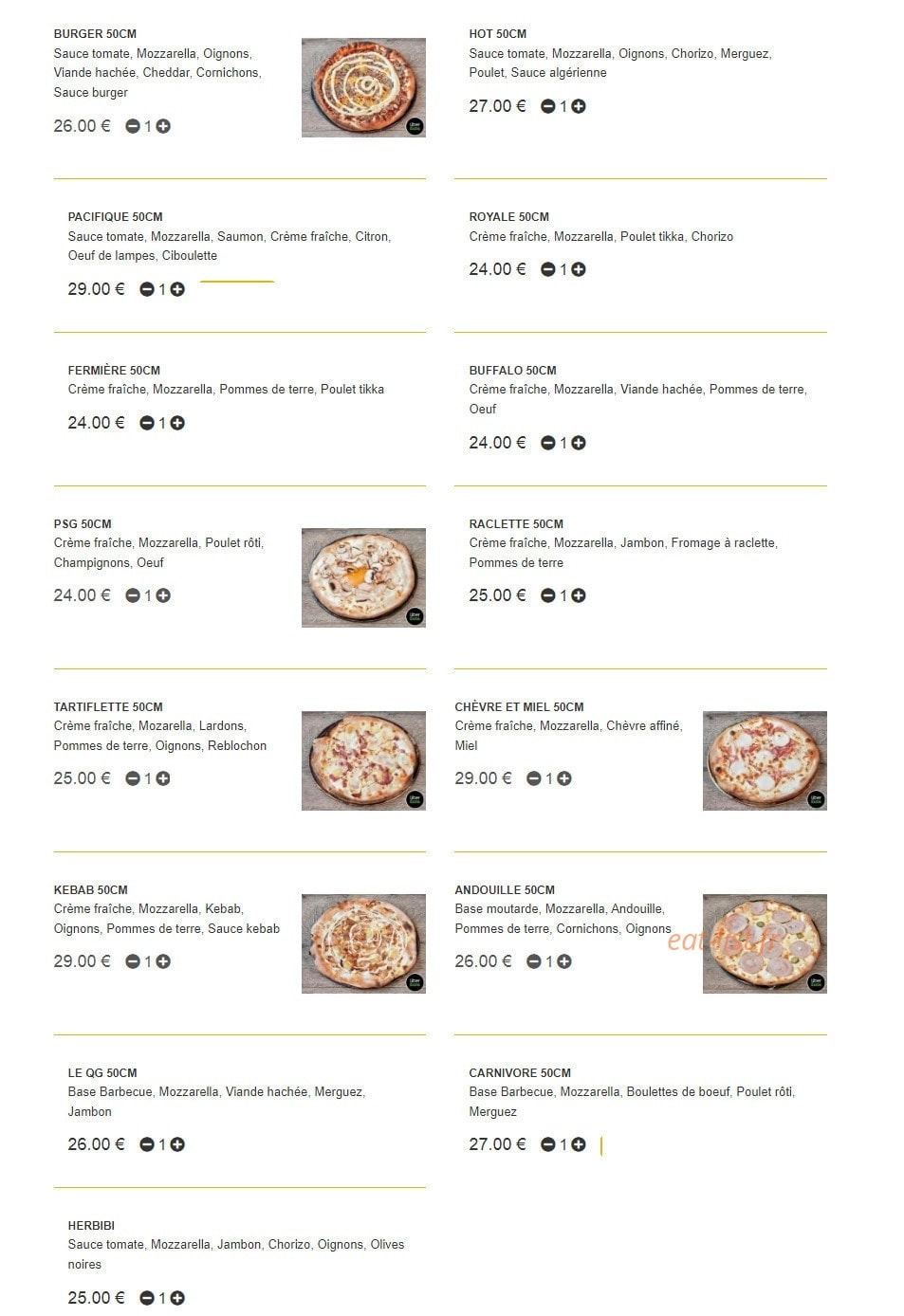 QG pizza — carte page 7