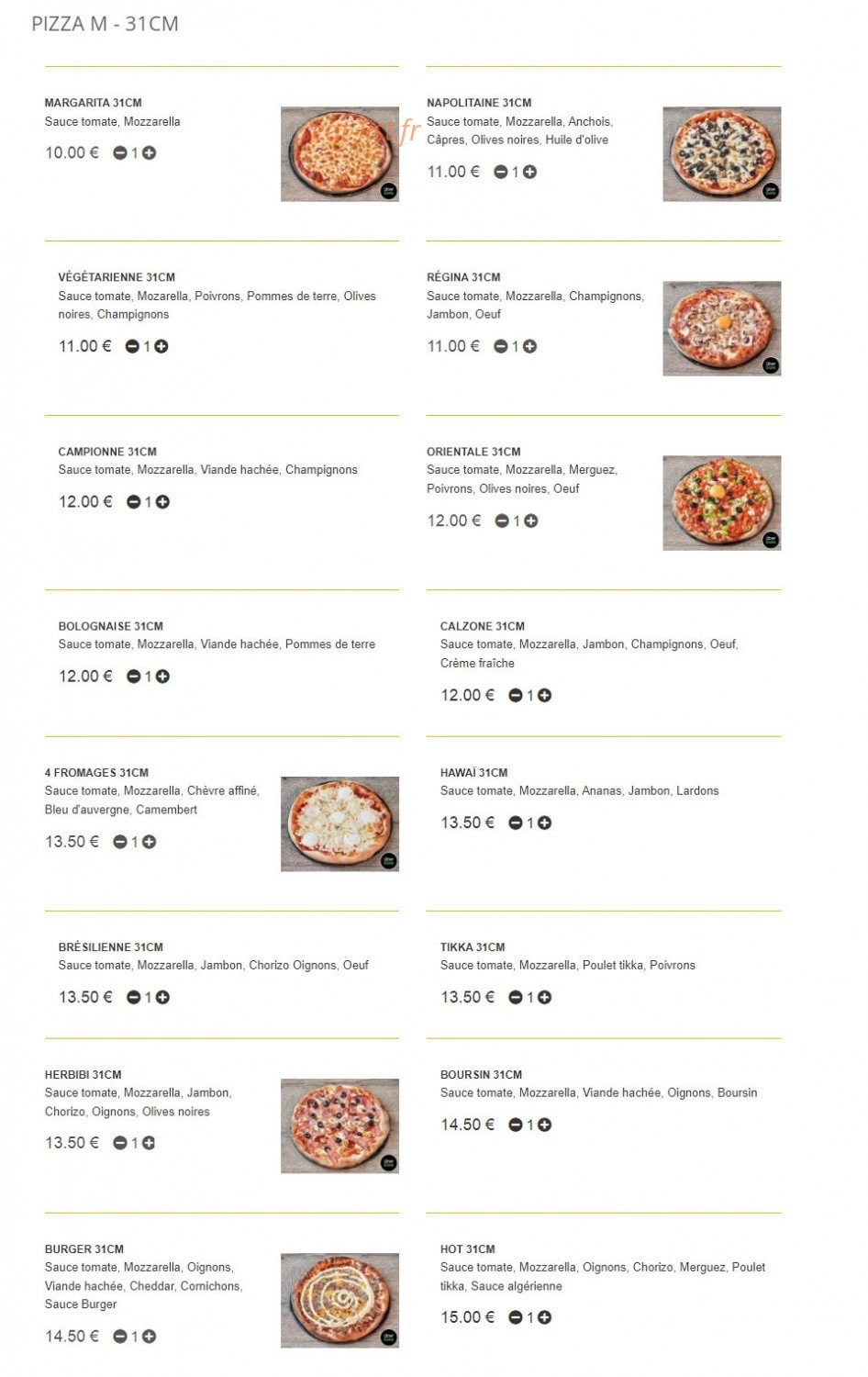 QG pizza — carte page 2