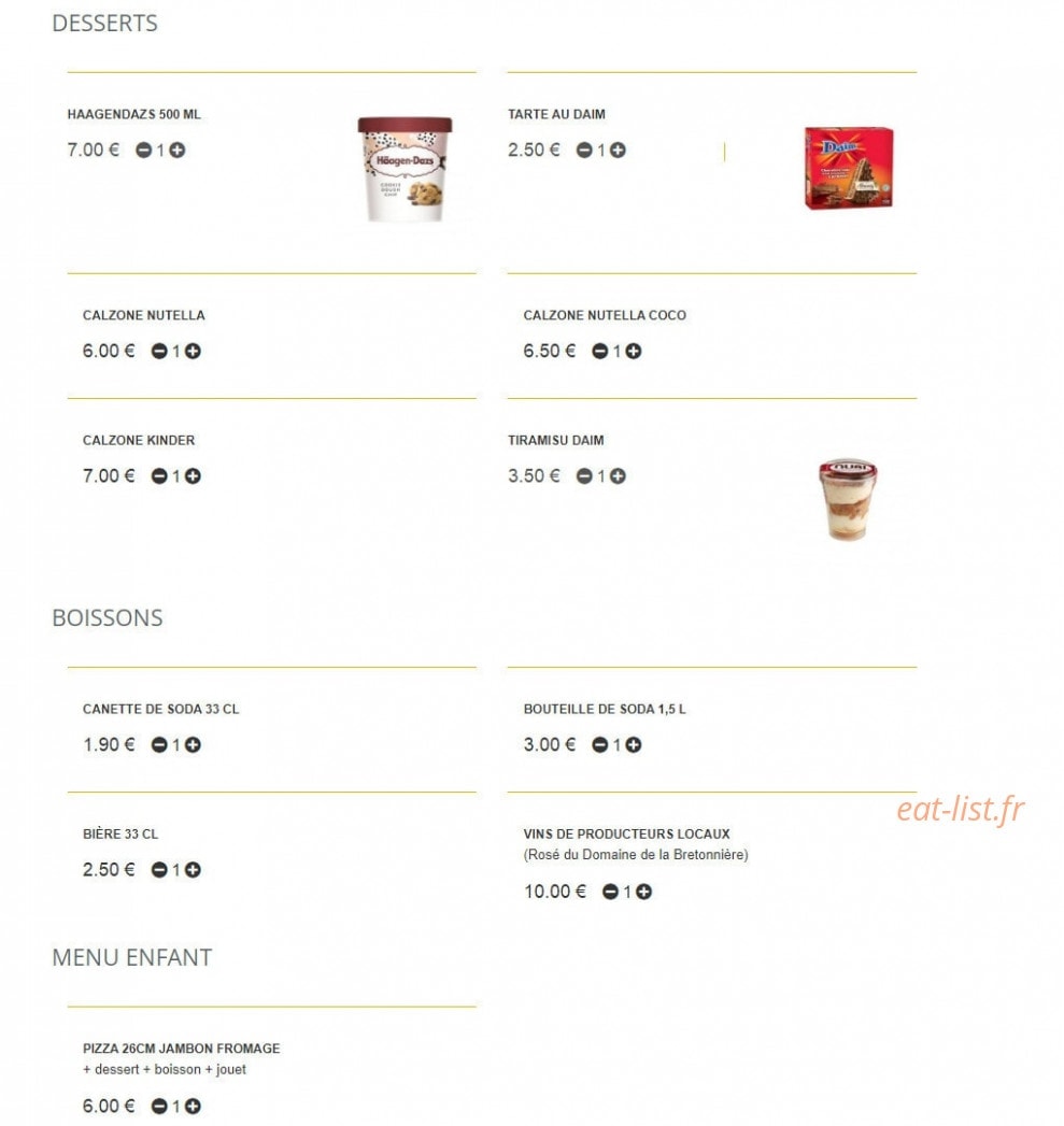 QG pizza — carte page 8