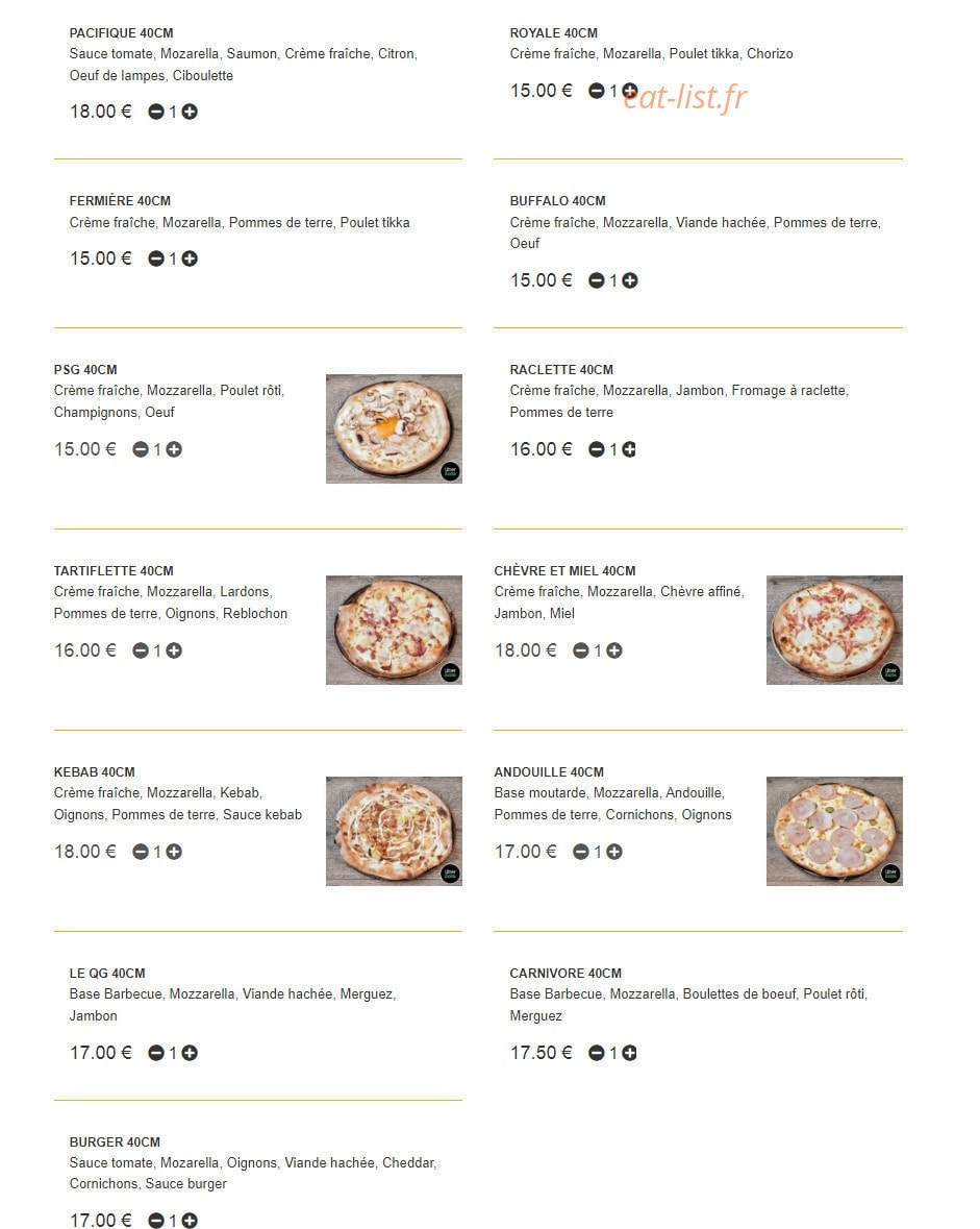 QG pizza — carte page 5