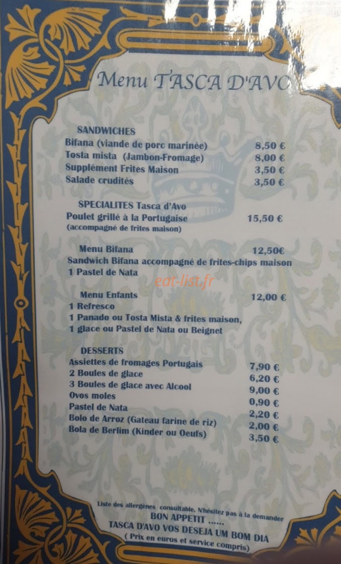 Tasca D'Avo — carte page 1