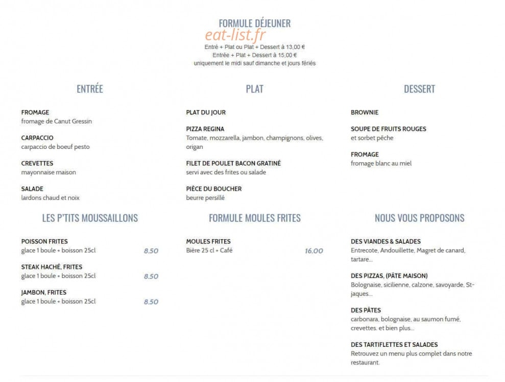 Au P'tit Mousse — carte page 1