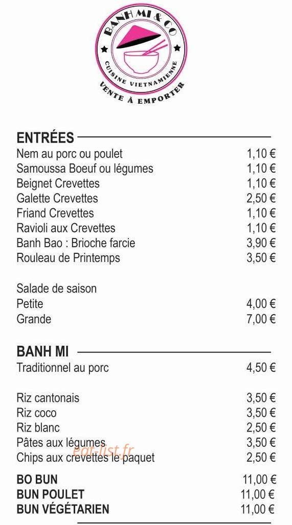 Banh Mi & Co — carte page 1