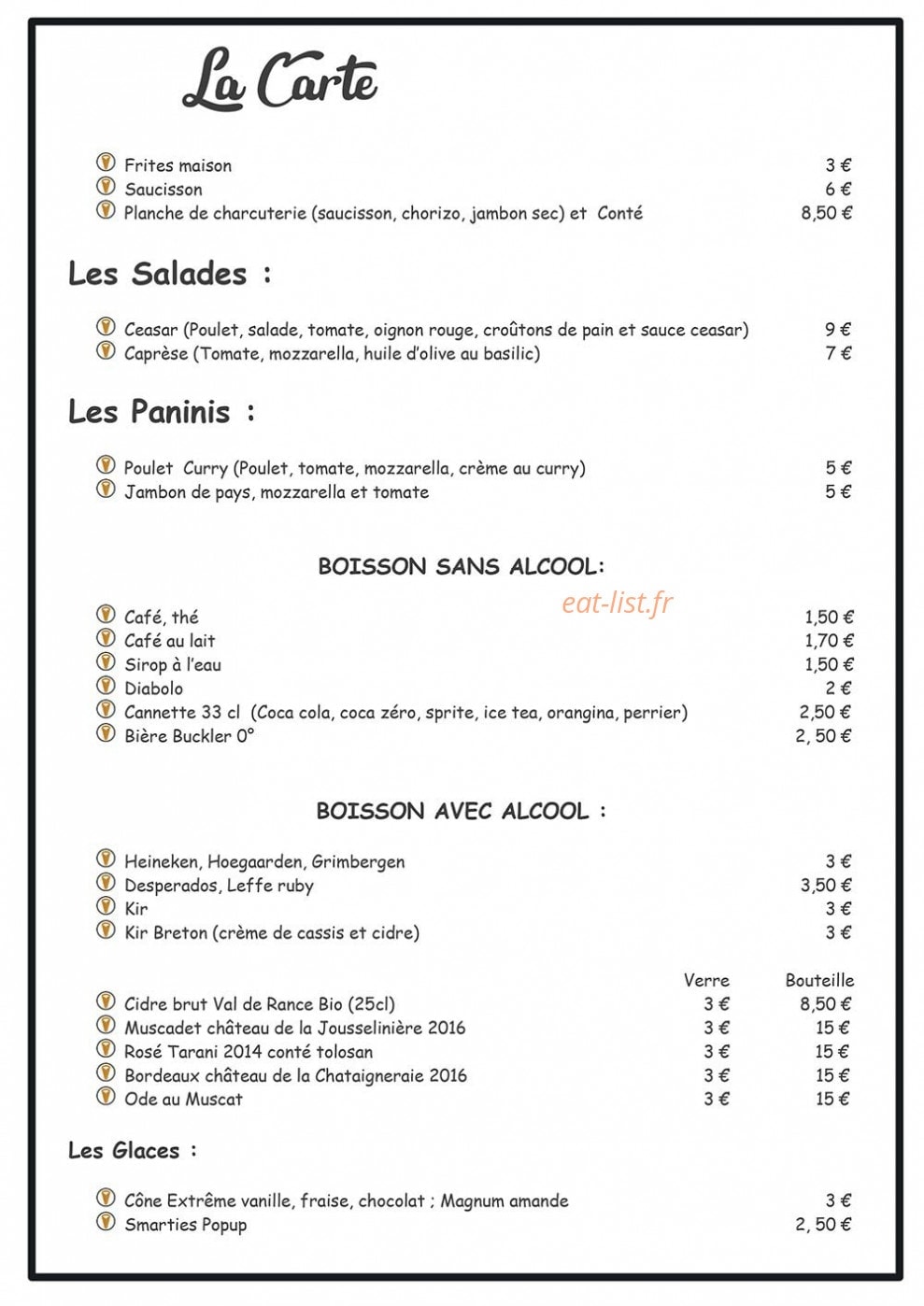 Bar à crêpes — carte page 2