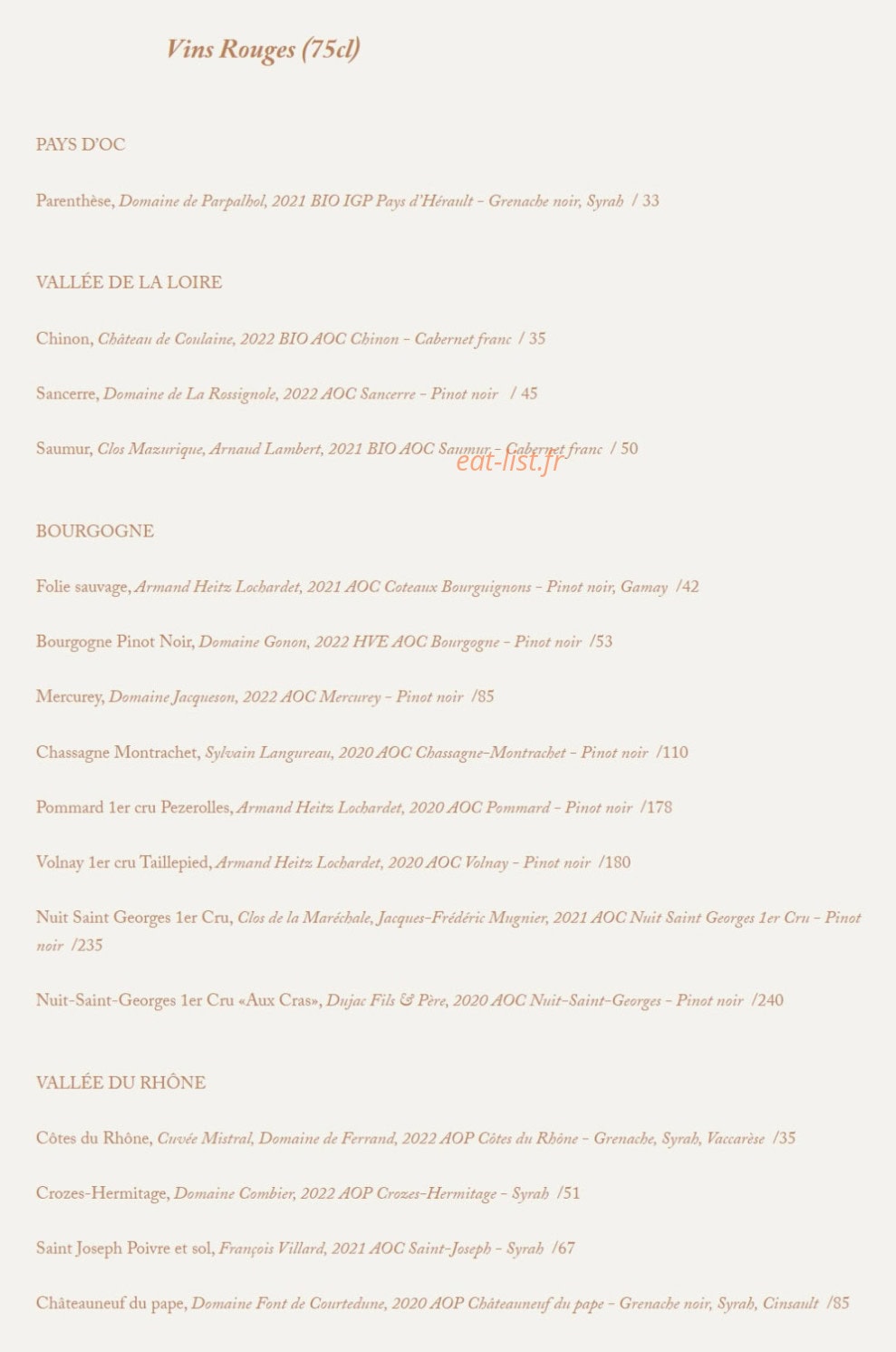 Bocca Sunset — carte page 15