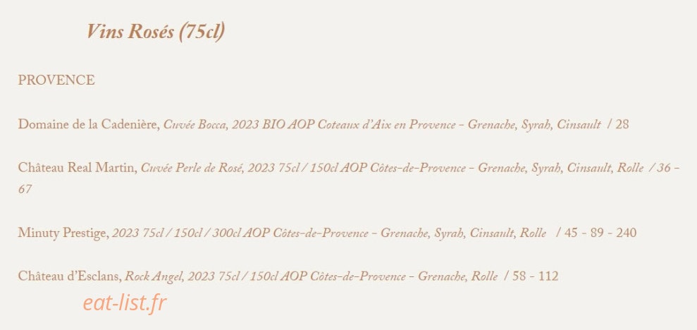 Bocca Sunset — carte page 14