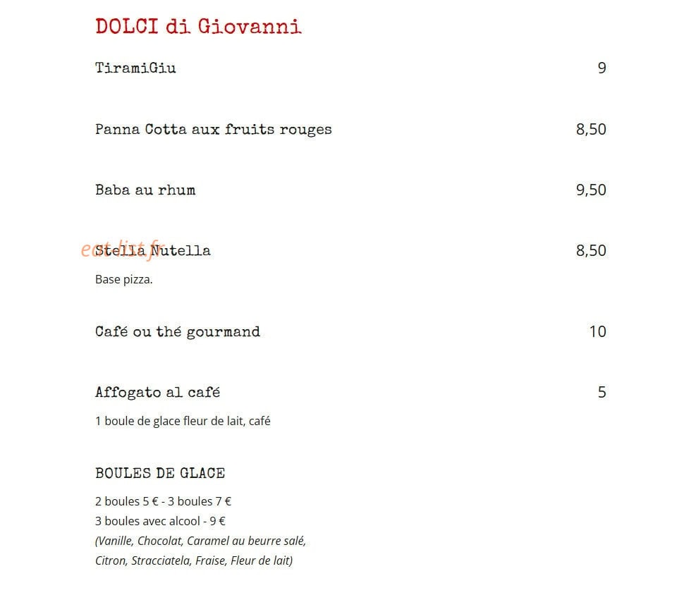 Georgitta Trattoria — carte page 4