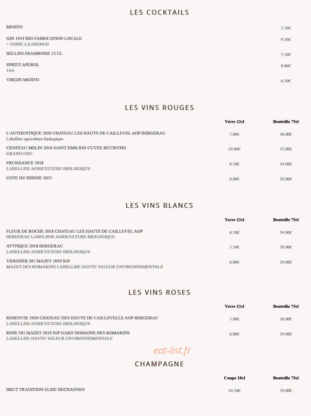 Le Clos des Lices — carte page 4