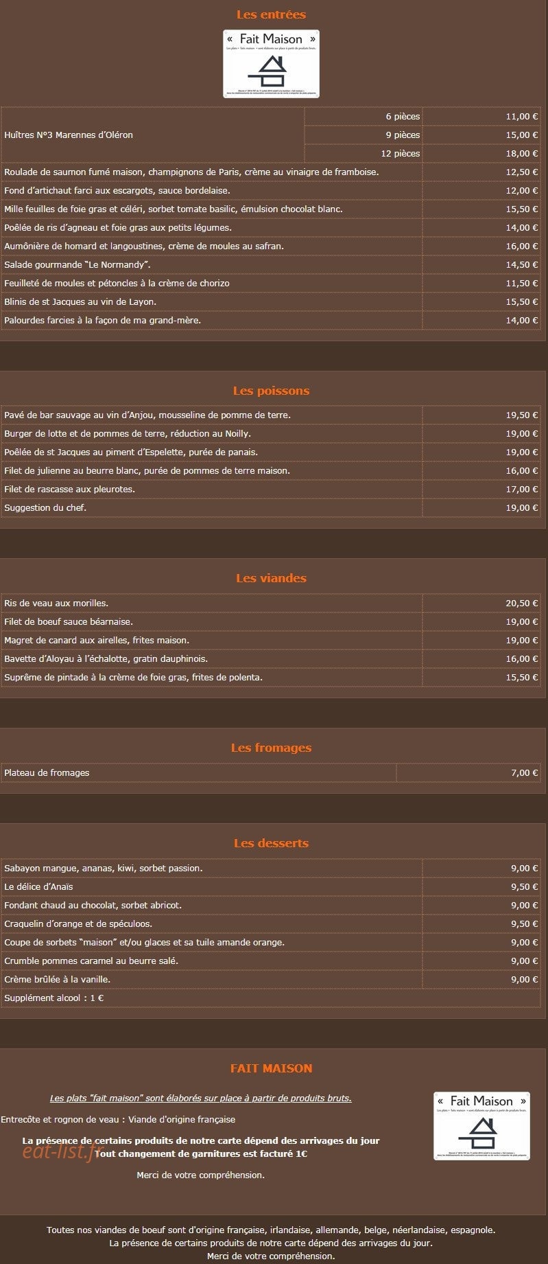 Le Normandy — carte page 1