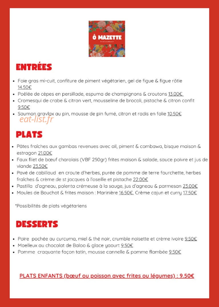 Ô Mazette — carte page 1