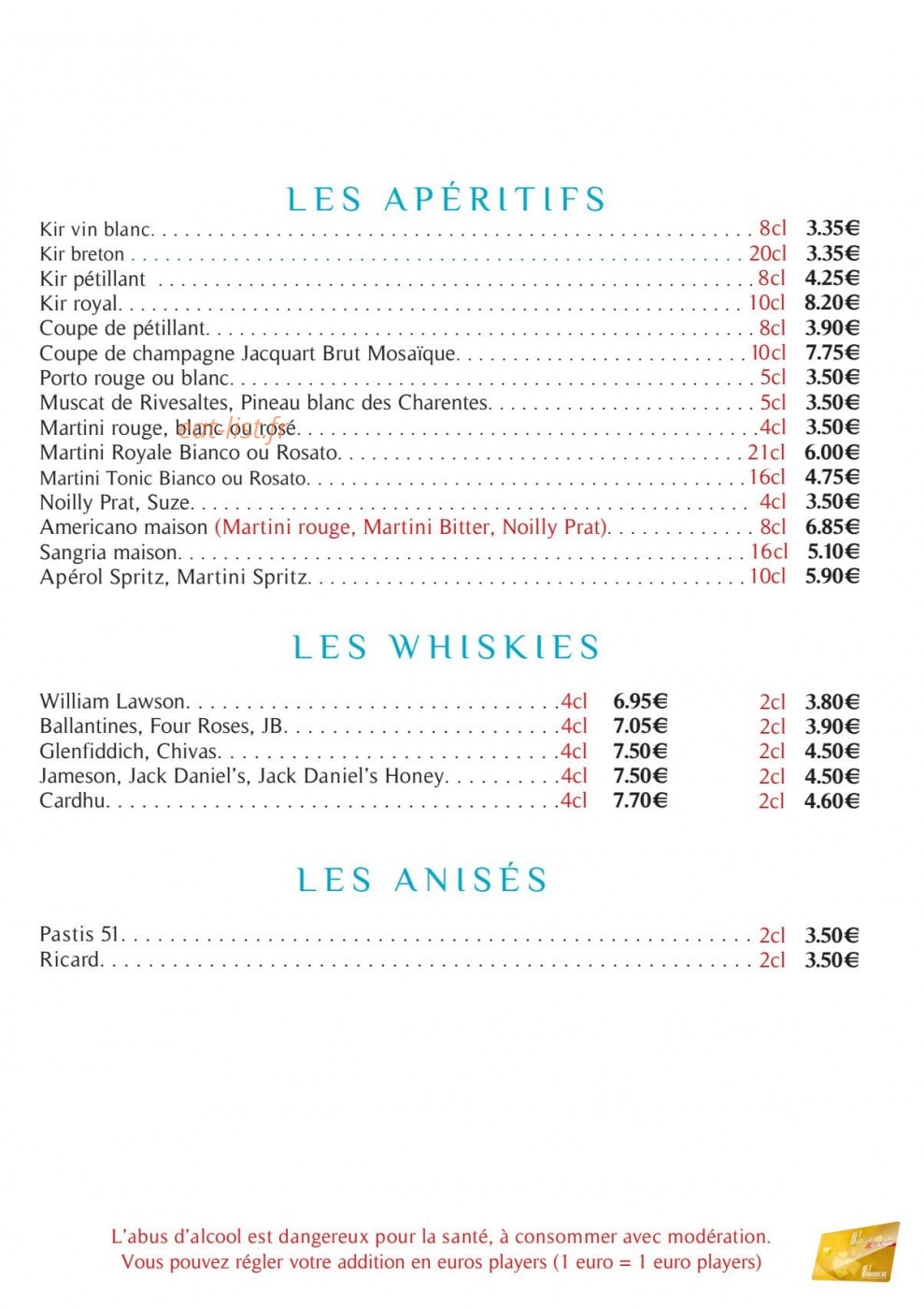 Restaurant Du Casino De Pornichet — carte page 2