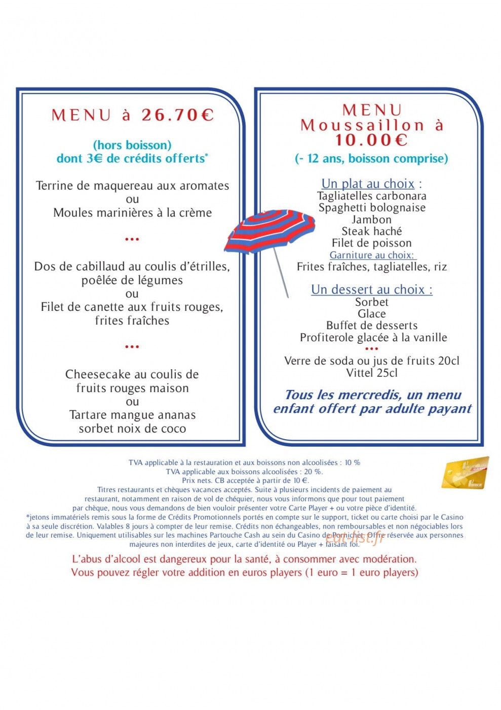 Restaurant Du Casino De Pornichet — carte page 12