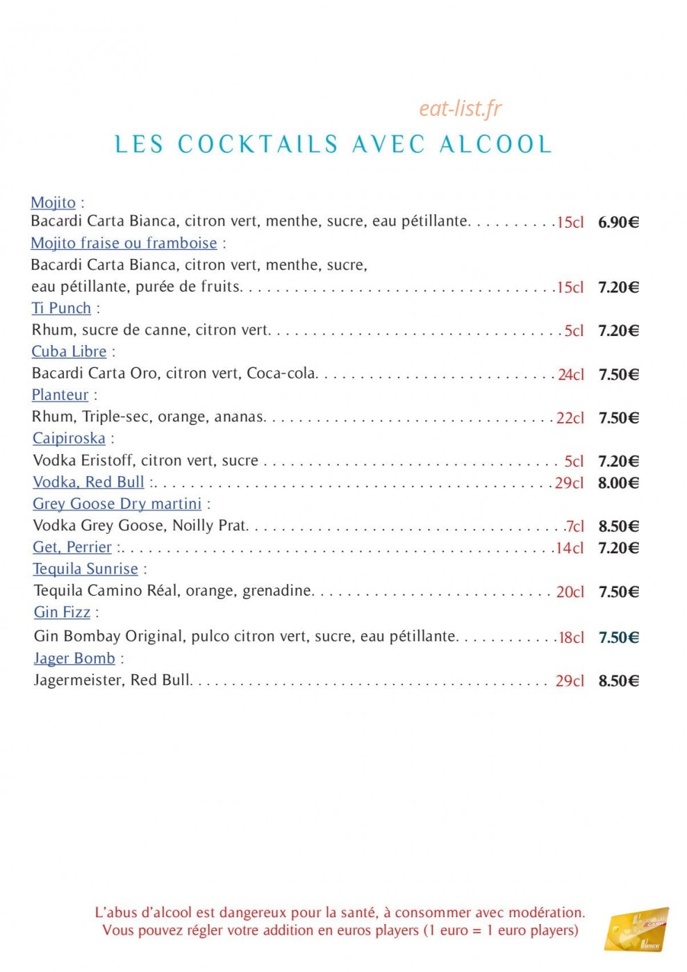 Restaurant Du Casino De Pornichet — carte page 4