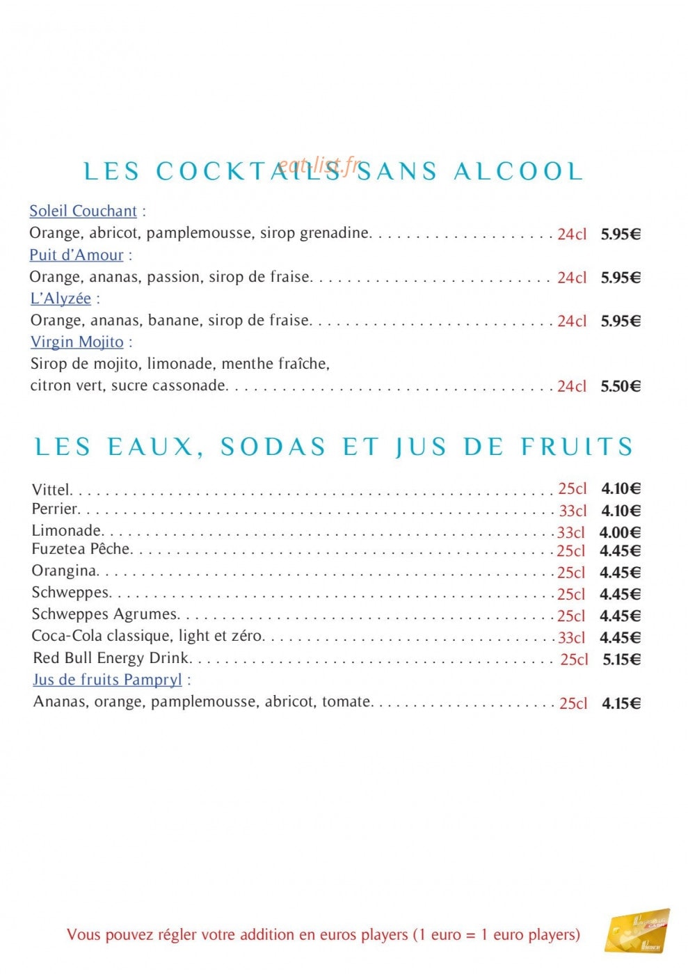 Restaurant Du Casino De Pornichet — carte page 5