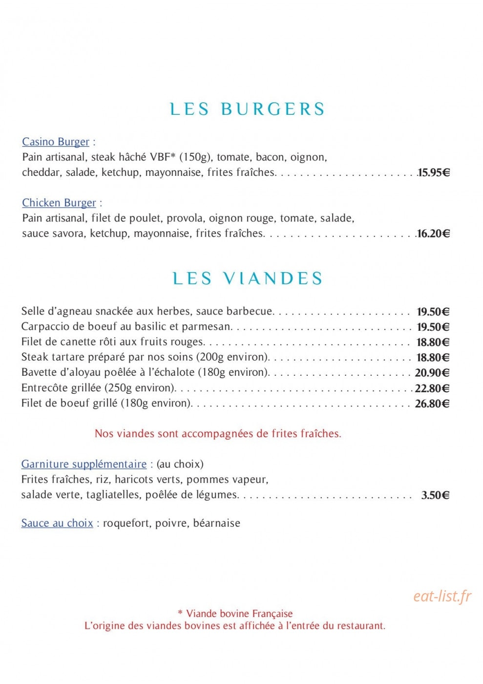 Restaurant Du Casino De Pornichet — carte page 8