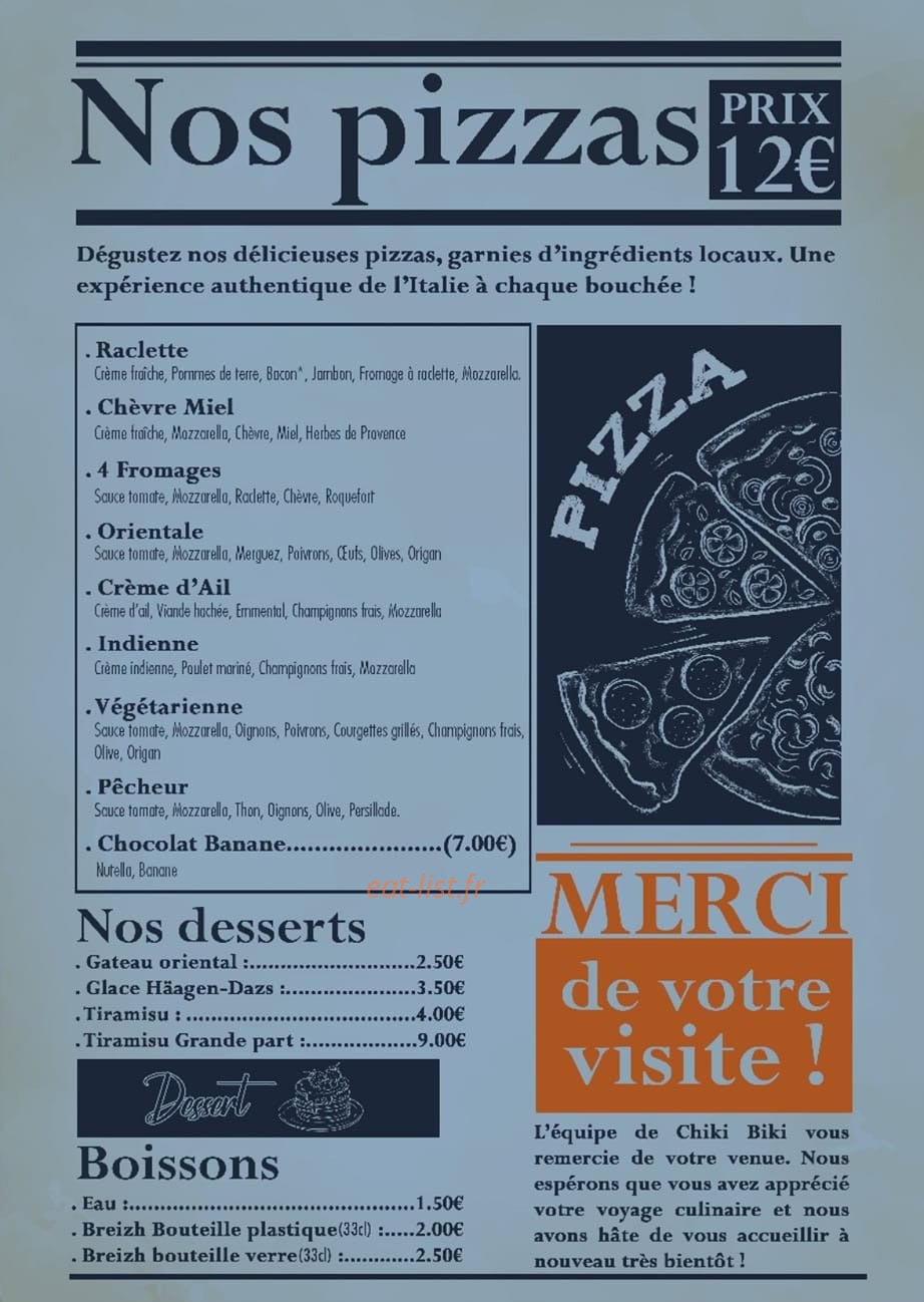 Chiki Biki — carte page 1