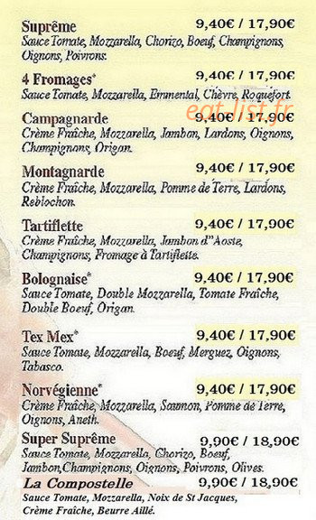 Pizza et Cie — carte page 3