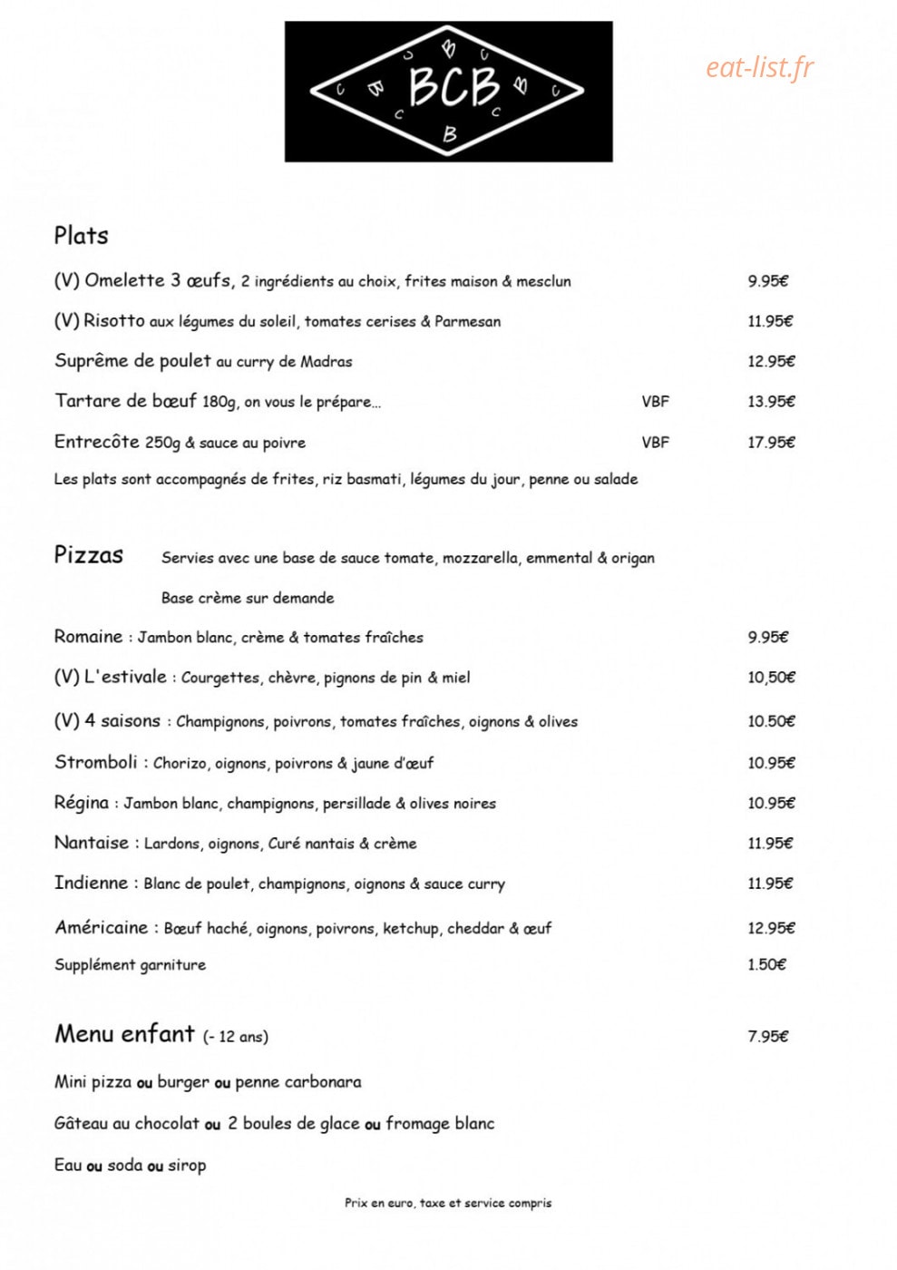 Bcb Le Bistrot — carte page 2
